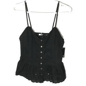 NEW Buffalo David Bitton Women's Eyelet Bottom Cami Tank Top Size Medium Black